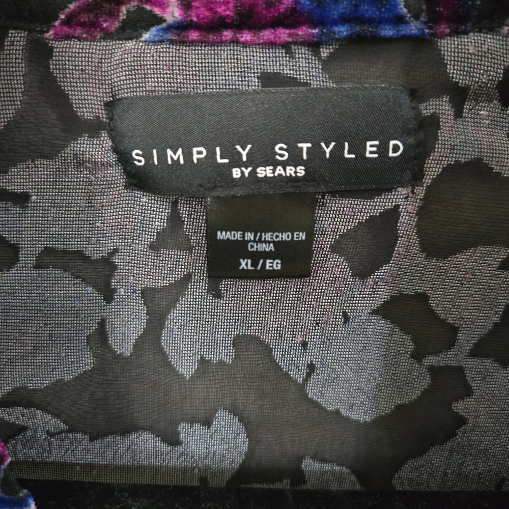 Simply Styled Floral Velvet Burnout Blouse Womens XL Sheer Whimsigoth Layering - Picture 3 of 9